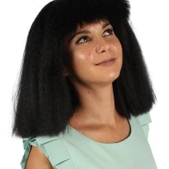 HPO Australian Singer Womens Wig | Black Large Celebrity Cosplay Wigs | Premium Breathable Capless Cap Women's