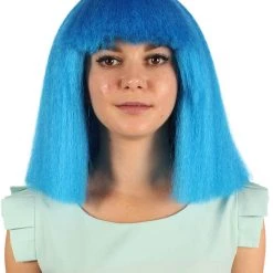 HPO Australian Singer Womens Wig | Neon Blue Large Celebrity Wigs | Premium Breathable Capless Cap Women's