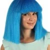HPO Australian Singer Womens Wig | Neon Blue Large Celebrity Wigs | Premium Breathable Capless Cap Women's
