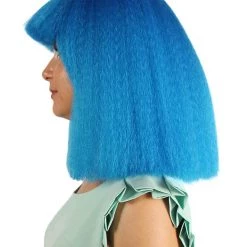 HPO Australian Singer Womens Wig | Neon Blue Large Celebrity Wigs | Premium Breathable Capless Cap Women's