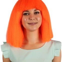 HPO Australian Singer Womens Wig | Neon Orange Large Celebrity Cosplay Wigs | Premium Breathable Capless Cap