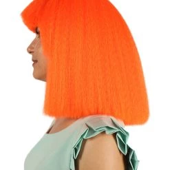 HPO Australian Singer Womens Wig | Neon Orange Large Celebrity Cosplay Wigs | Premium Breathable Capless Cap
