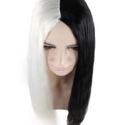 HPO Long Women's Wig | Black And White Two-Tone Wig | Premium Breathable Capless Cap
