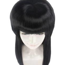 HPO Black Vampiress Womens Wig | Horror Character Cosplay Halloween Wig | Premium Breathable Capless Cap Women's