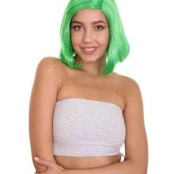 HPO Womens Wig | Green Party Ready Fancy Cosplay Halloween Wig | Premium Breathable Capless Cap