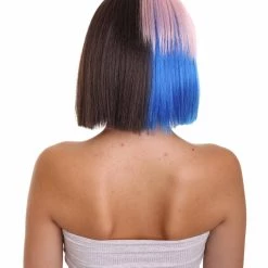 HPO Men's Adult Womens Bob Wig | Black, Pink, & Blue Celebrity Wig | Premium Breathable Capless Cap