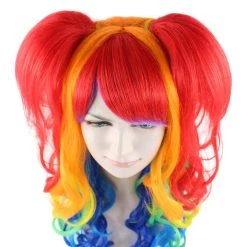 HPO Women Long Wavy Cosplay Rainbow Wig | Premium Breathable Capless Cap Women's