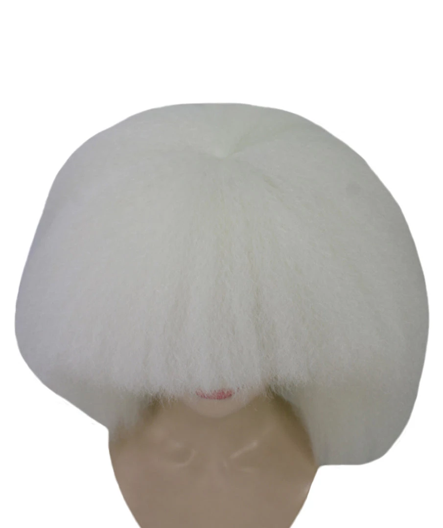 HPO Extra Large Australian Singer Bob Womens Wigs | White Bob Pop Star Wigs | Premium Breathable Capless Cap Men's