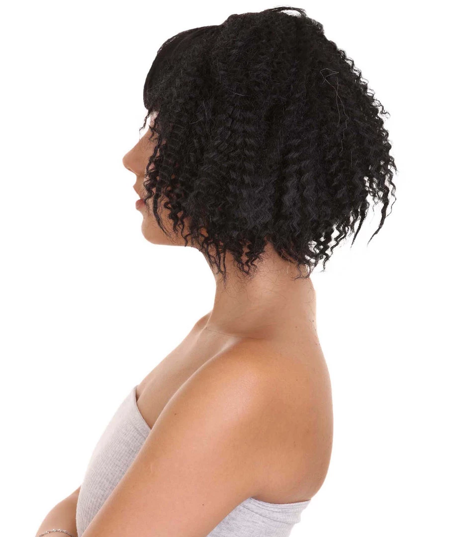 HPO Adult Womens Crimped Ponytail Wig | Light Blue & Black Celebrity Wig | Premium Breathable Capless Cap Men's