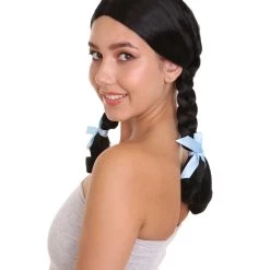 HPO Men's Womens Ponytail Wig | Black Braided Ponytail Wig | Premium Breathable Capless Cap
