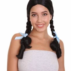 HPO Men's Womens Ponytail Wig | Black Braided Ponytail Wig | Premium Breathable Capless Cap