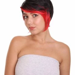 HPO Women's Anime Cosplay Party Black And Red Womens Wig | Cartoon Two Toned Cosplay Halloween Wig | Premium Breathable Capless Cap