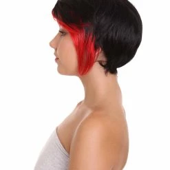 HPO Women's Anime Cosplay Party Black And Red Womens Wig | Cartoon Two Toned Cosplay Halloween Wig | Premium Breathable Capless Cap