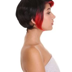 HPO Women's Anime Cosplay Party Black And Red Womens Wig | Cartoon Two Toned Cosplay Halloween Wig | Premium Breathable Capless Cap