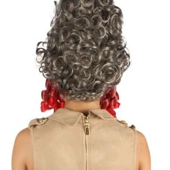 HPO Women's 19th Century Beehive Womens Wig | Red & Grey Historical Wig | Premium Breathable Capless Cap