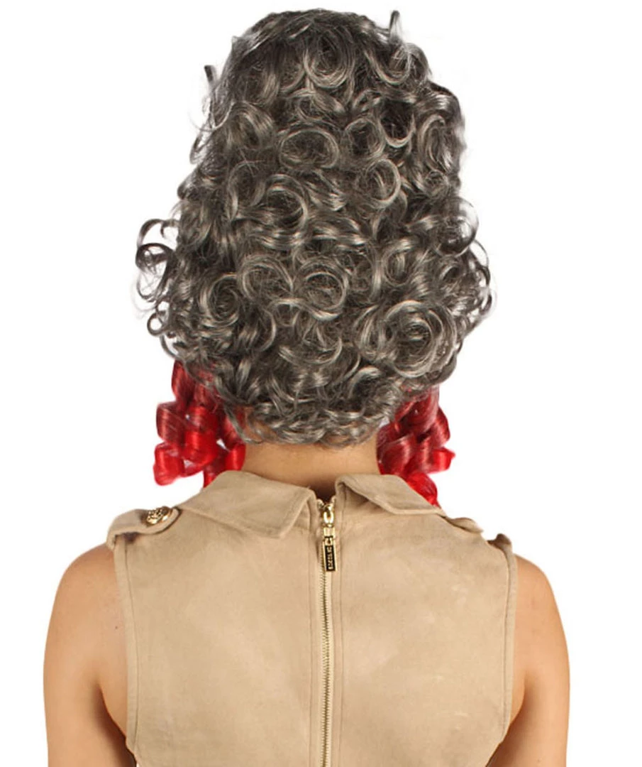HPO Women's 19th Century Beehive Womens Wig | Red & Grey Historical Wig | Premium Breathable Capless Cap