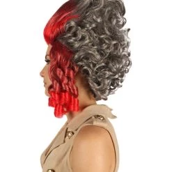 HPO Women's 19th Century Beehive Womens Wig | Red & Grey Historical Wig | Premium Breathable Capless Cap