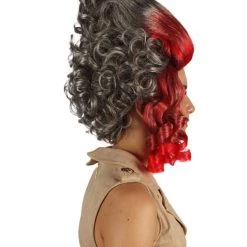 HPO Women's 19th Century Beehive Womens Wig | Red & Grey Historical Wig | Premium Breathable Capless Cap
