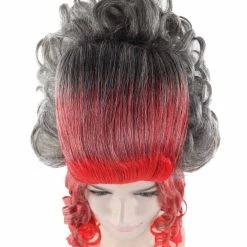 HPO Women's 19th Century Beehive Womens Wig | Red & Grey Historical Wig | Premium Breathable Capless Cap