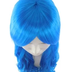 HPO Women's Long Curly Blue Womens Wig | Dramatical Cosplay Halloween Wig | Premium Breathable Capless Cap