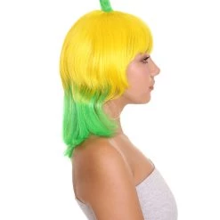 HPO Men's Banana Queen Womens Wig | Yellow Green Bob Cosplay Halloween Wig | Premium Breathable Capless Cap