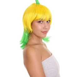 HPO Men's Banana Queen Womens Wig | Yellow Green Bob Cosplay Halloween Wig | Premium Breathable Capless Cap