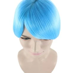 HPO Party Short Blue Womens Wig | Party Ready Fancy Cosplay Halloween Wig | Premium Breathable Capless Cap