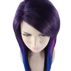 HPO Hard Rockin Witch Tri-Color Womens Wig | Gothic Blue Purple Fancy Halloween Wig | Premium Breathable Capless Cap Women's