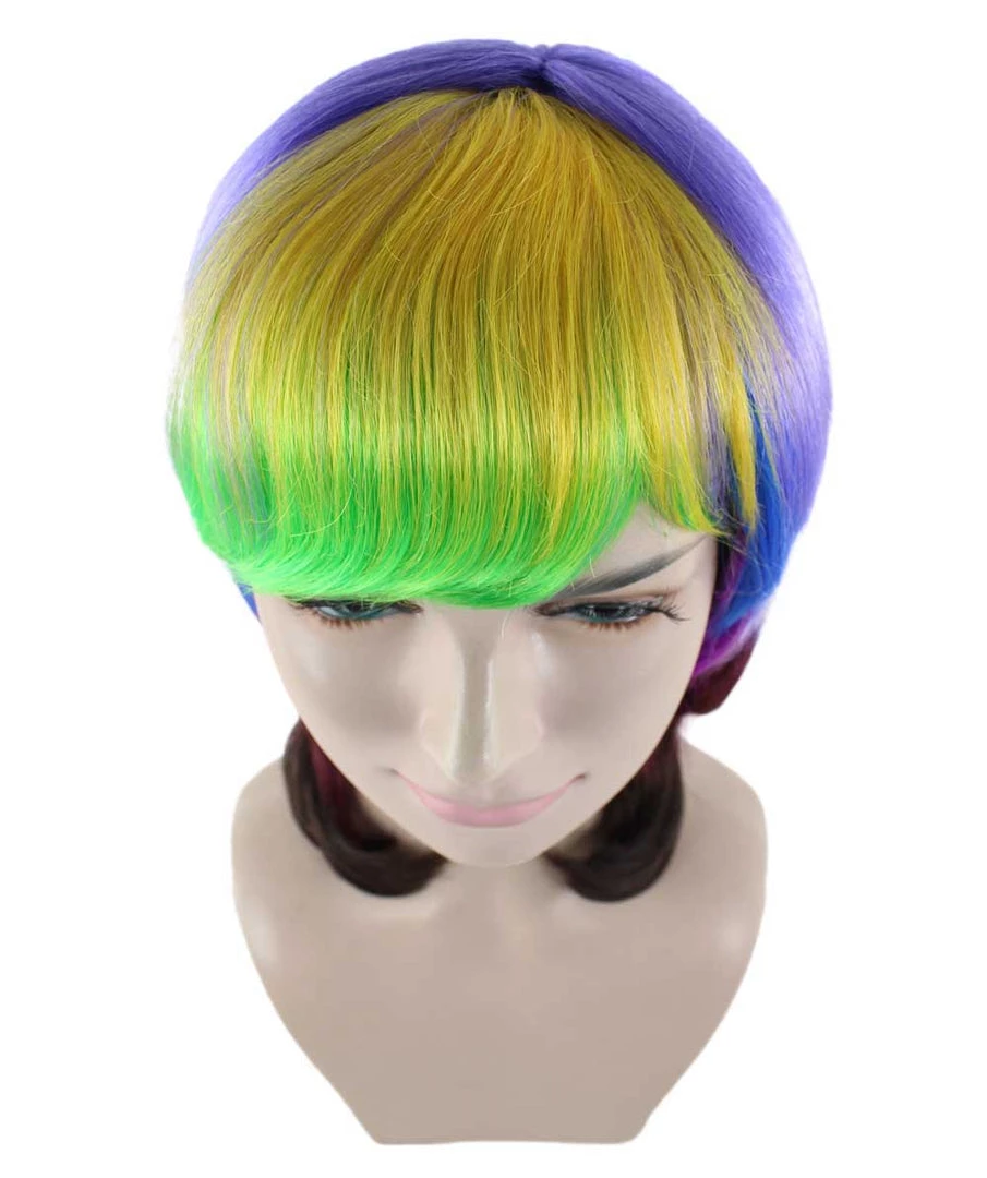 HPO Sweet Candy Womens Wig | Multicolor Sexy Cosplay Party Halloween Wig | Premium Breathable Capless Cap Women's