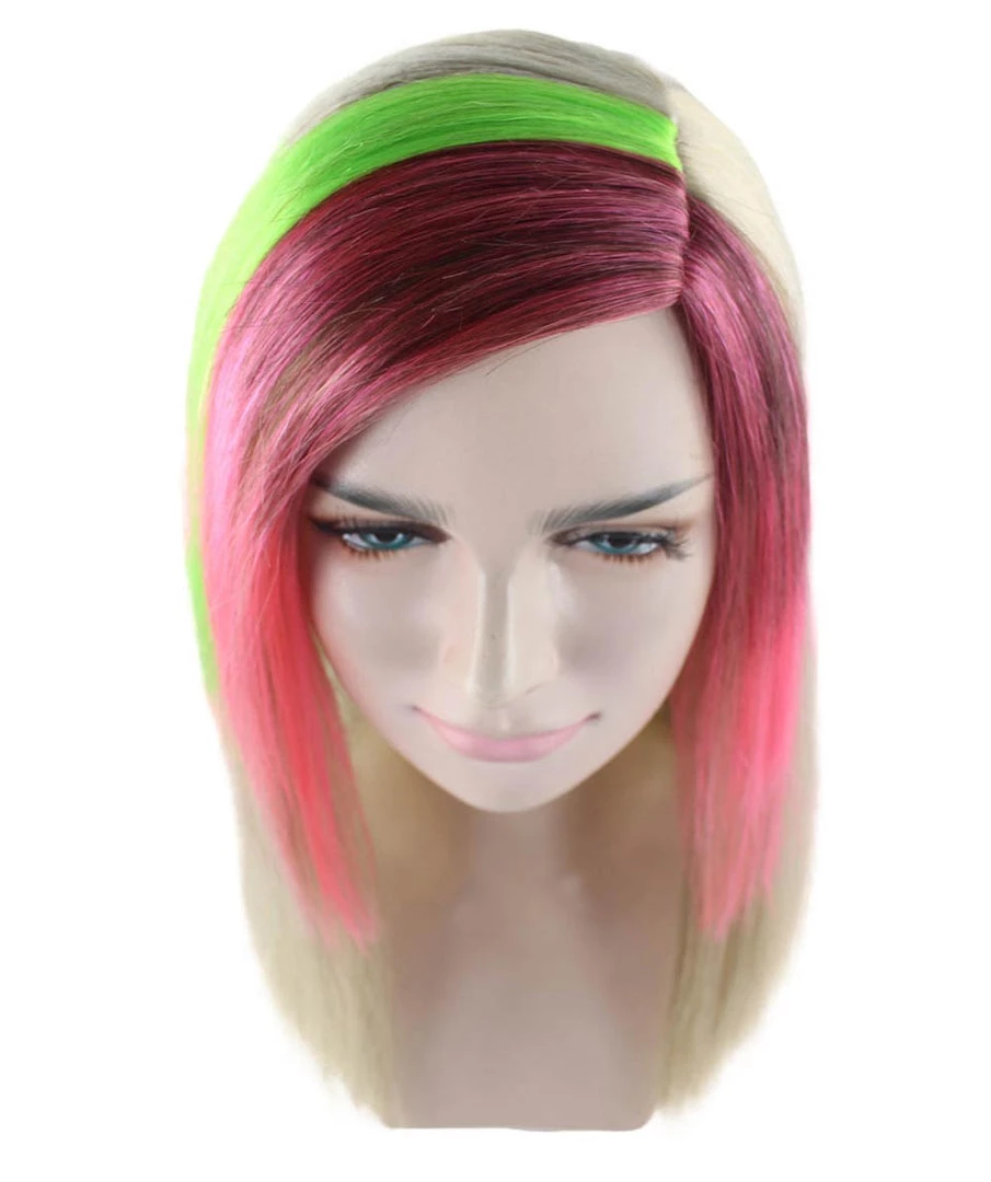 HPO Tri-Color Punk Unisex Wig | Sexy Cosplay Party Halloween Wig | Premium Breathable Capless Cap Women's