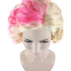 HPO Womens Flapper Girl Wig | Fancy Pink Blond Halloween Wig | Premium Breathable Capless Cap Men's