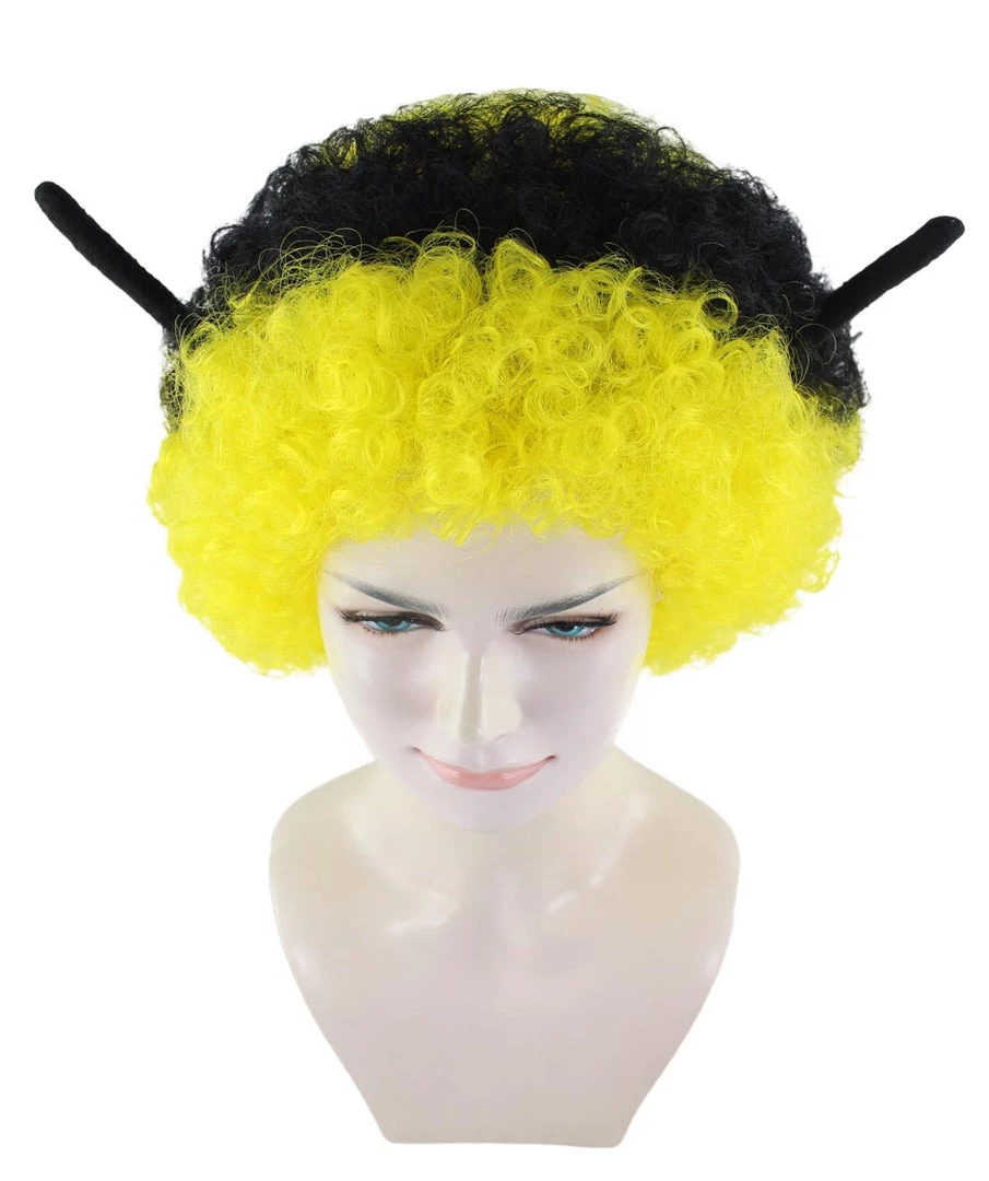 HPO Bee Unisex Wig | Jumbo Super Size Afro Yellow Black Cosplay Halloween Wig | Premium Breathable Capless Cap