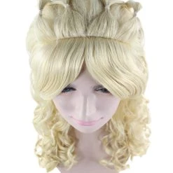 HPO Womens Blonde Princess Wig | Long Curly Glamour Royal Cosplay Halloween Wig | Premium Breathable Capless Cap