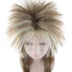 HPO Rockin Diva Tinsel Stripe Women's Wig | Blonde Mullet TV/Movie Wig | Premium Breathable Capless Cap