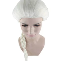 HPO Women's Womens Princess Wig | Traditional Braided White Royal Wig | Premium Breathable Capless Cap