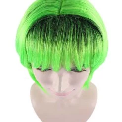 HPO Hard Rockin Black Green Womens Wig | Long Bob Crazy Fancy Halloween Wig | Premium Breathable Capless Cap Women's