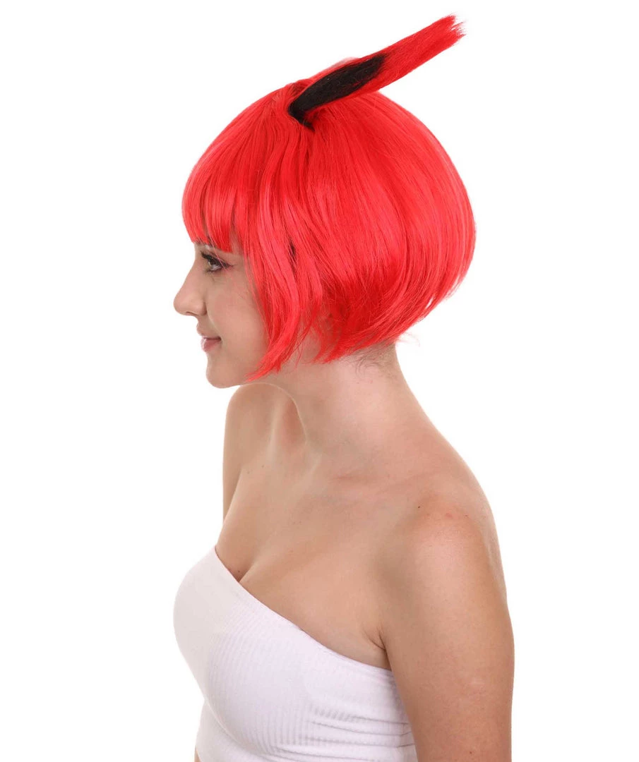 HPO Women's Red Bunny Womens Wig | Rabbit Animal Party Ready Fancy Cosplay Halloween Wig | Premium Breathable Capless Cap