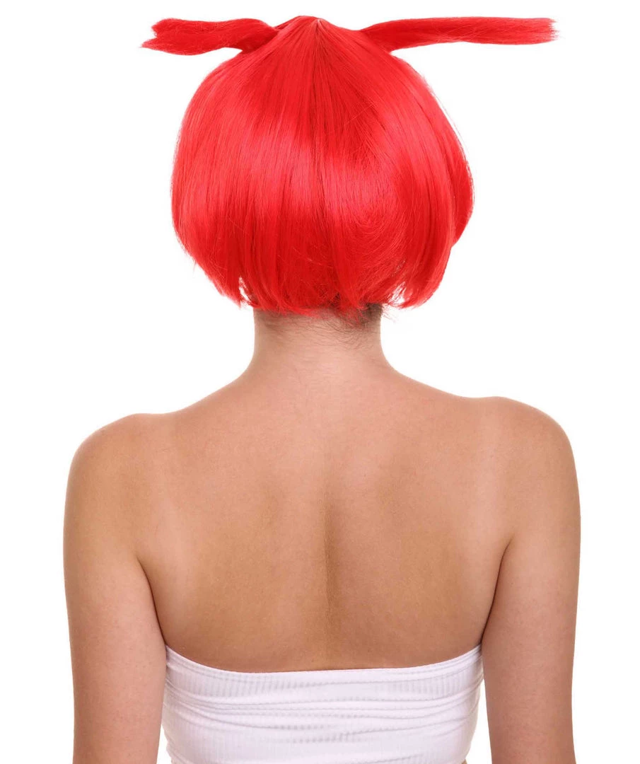 HPO Women's Red Bunny Womens Wig | Rabbit Animal Party Ready Fancy Cosplay Halloween Wig | Premium Breathable Capless Cap