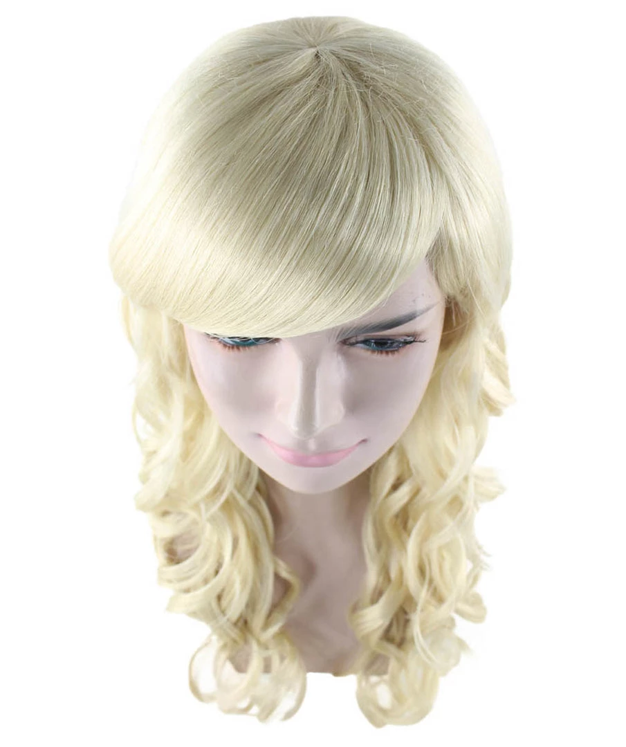 HPO Blonde Long Curly Sexy Womens Wig | Long Curly Fashion Cosplay Halloween Wig | Premium Breathable Capless Cap Women's
