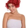 HPO Red French Maid Womens Wig | Short Curly Cosplay Halloween Wig | Premium Breathable Capless Cap Women's