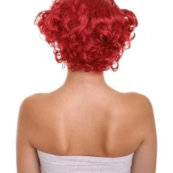 HPO Red French Maid Womens Wig | Short Curly Cosplay Halloween Wig | Premium Breathable Capless Cap Women's