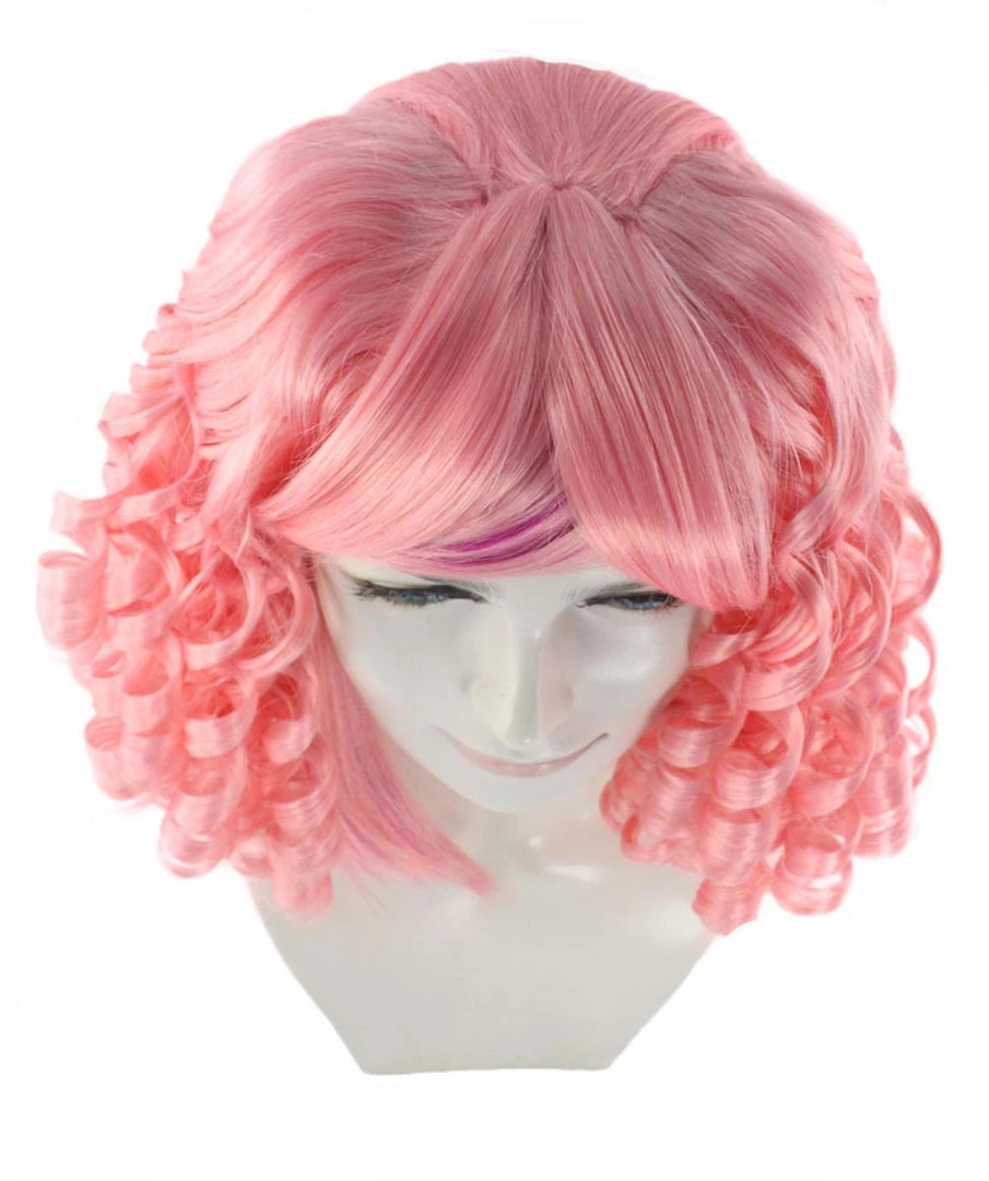 HPO Lolity Short Curly Womens Wig | Neon Pink Curly Fashion Glamour Wig | Premium Breathable Capless Cap Women's