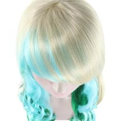 HPO Women's Mixed Color Long Curly Wavy Womens Wig | Fancy Party Event Ready Halloween Wig | Premium Breathable Capless Cap