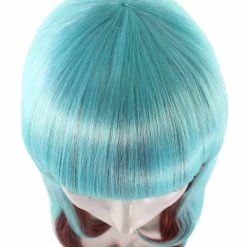 HPO Women's Long Wavy Blue & Brown Womens Wig | Fancy Party Event Ready Halloween Wig | Premium Breathable Capless Cap