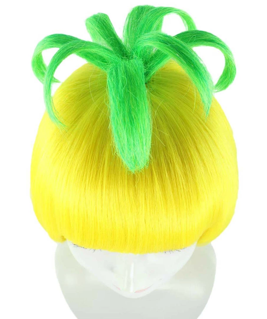 HPO Pineapple Unisex Wig | Yellow Fruit Party Ready Fancy Cosplay Halloween Wig | Premium Breathable Capless Cap