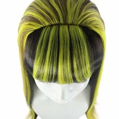 HPO Monster Womens Wig | Neon Yellow & Black Cosplay Halloween Wig | Premium Breathable Capless Cap