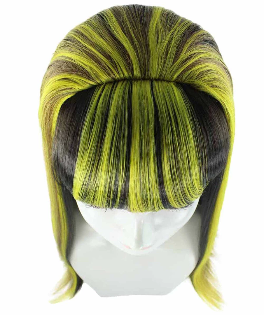 HPO Monster Womens Wig | Neon Yellow & Black Cosplay Halloween Wig | Premium Breathable Capless Cap