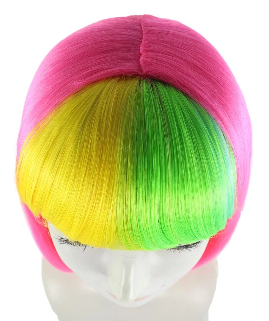 HPO Women's Pink Mixed Bob Womens Wig | Party Ready Fancy Cosplay Halloween Wig | Premium Breathable Capless Cap