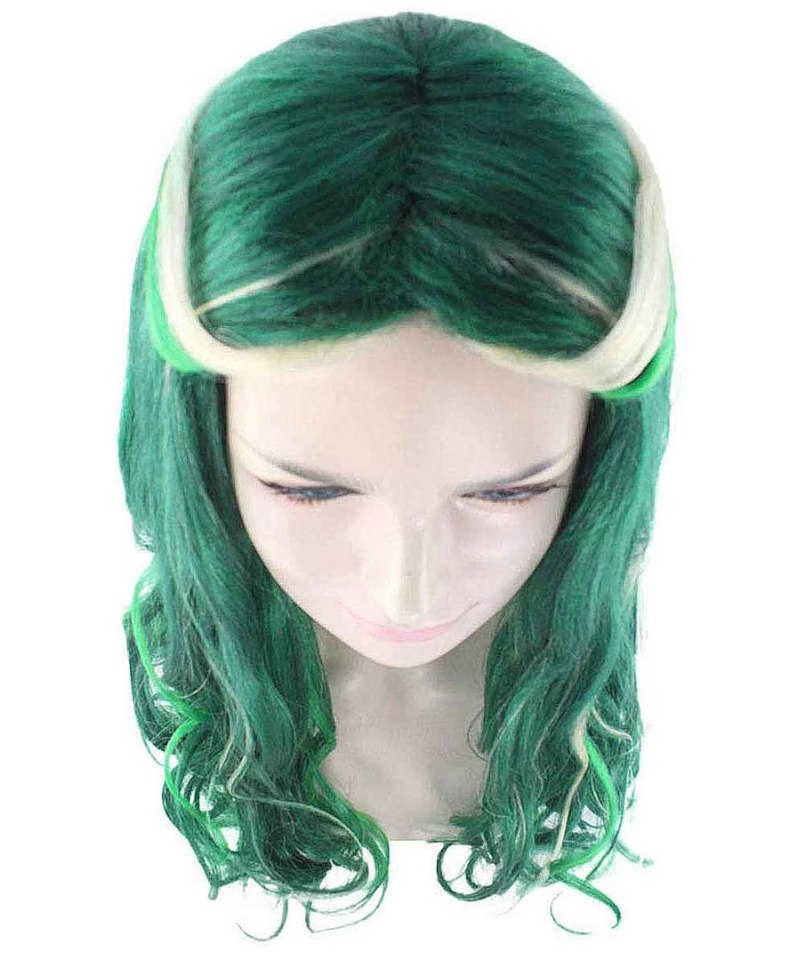HPO Zombie Womens Wig | Green Sexy Cosplay Party Halloween Wig | Premium Breathable Capless Cap