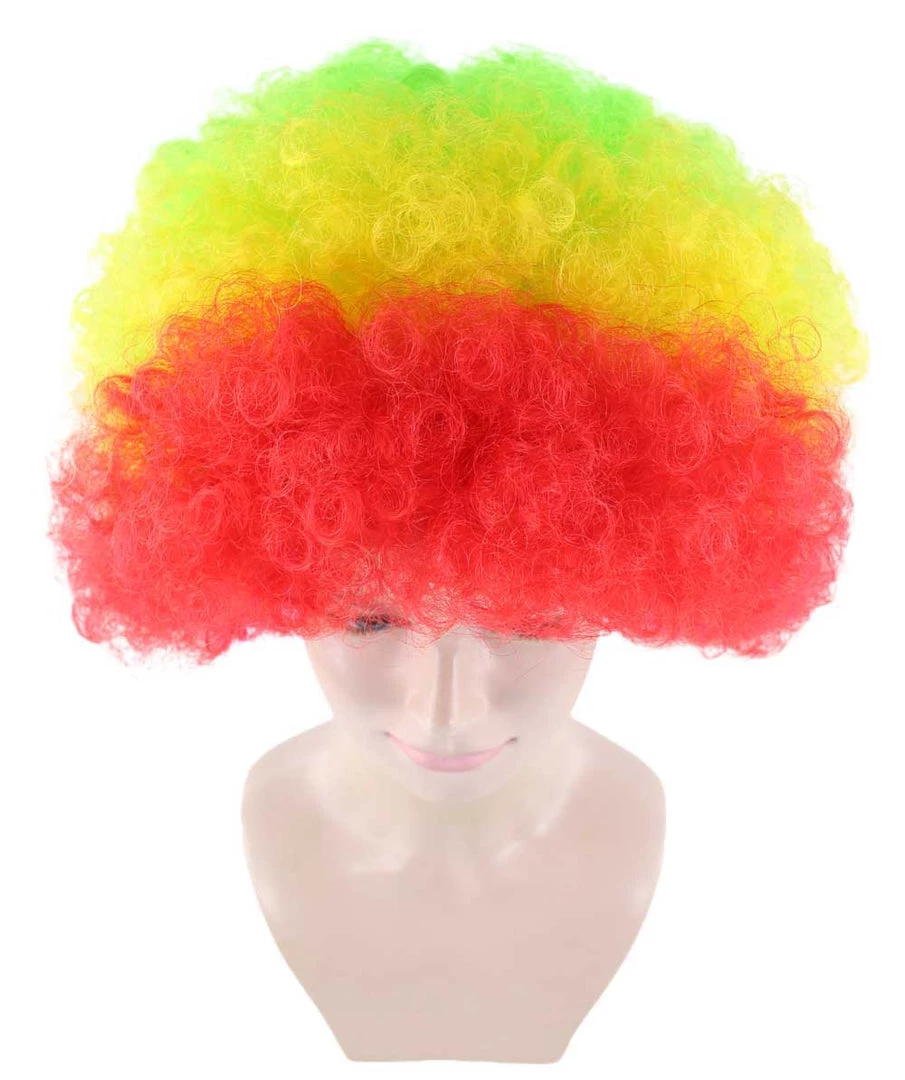 HPO Rainbow Afro Clown Unisex Wig | Colorful LGBT Pride Super Sized Jumbo Wig | Premium Breathable Capless Cap
